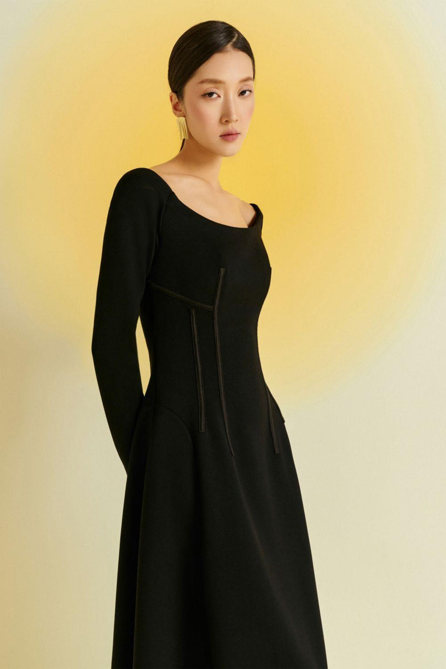 Mimosa A-line Off-Shoulder Cotton Blend High-low Dress Midi Dress Eegen Studio