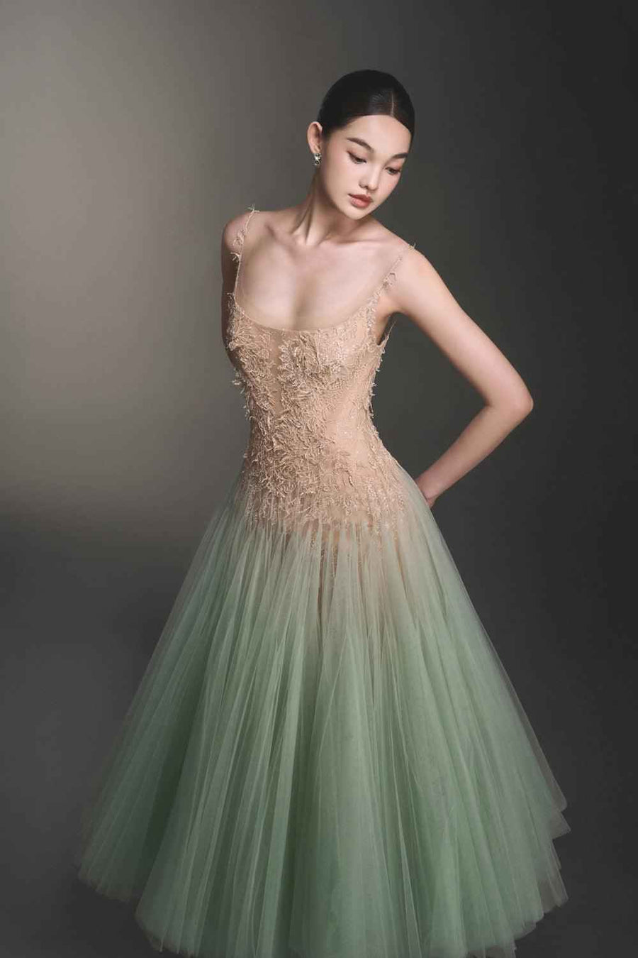 Mint Ombre Lace Midi Dress