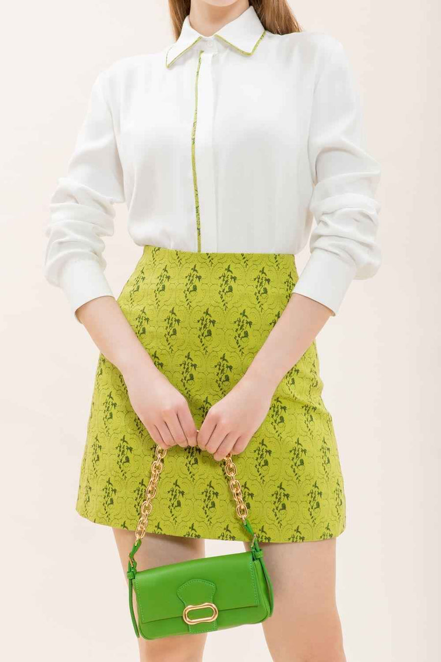 Mirabelle A-line High Waist Brocade Mini Skirt