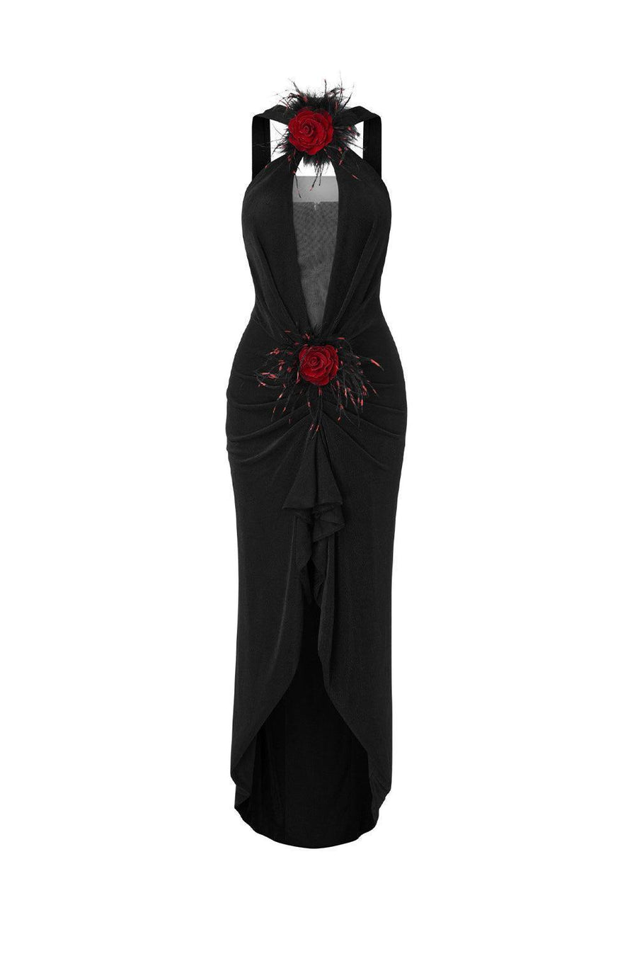 Miracle Asymmetric Cut-Out Mesh Spandex High-low Dress Maxi Dress LASSY