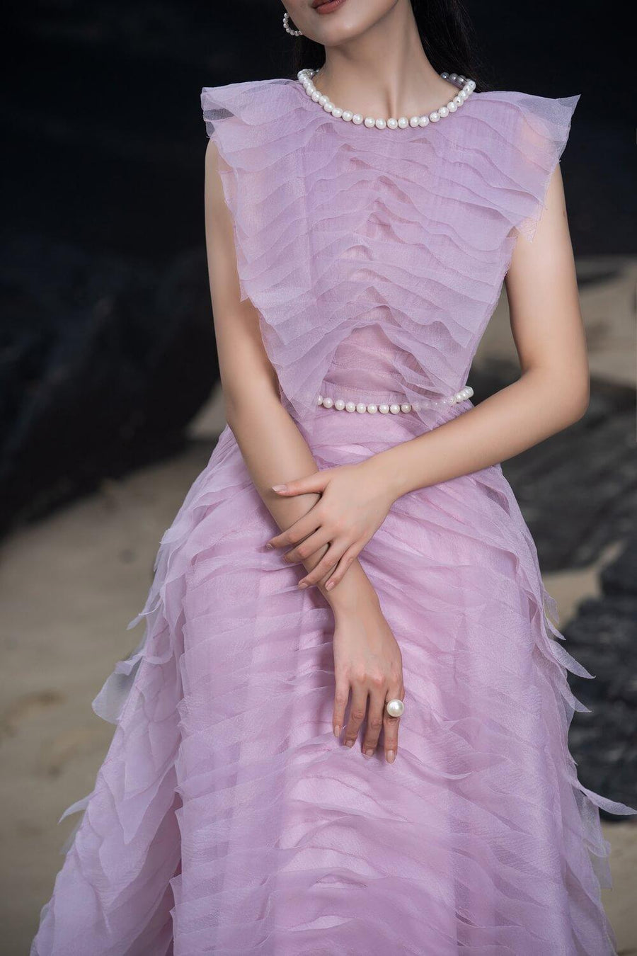 Miriam A-line Ruffle Layer Organza Maxi Dress 2