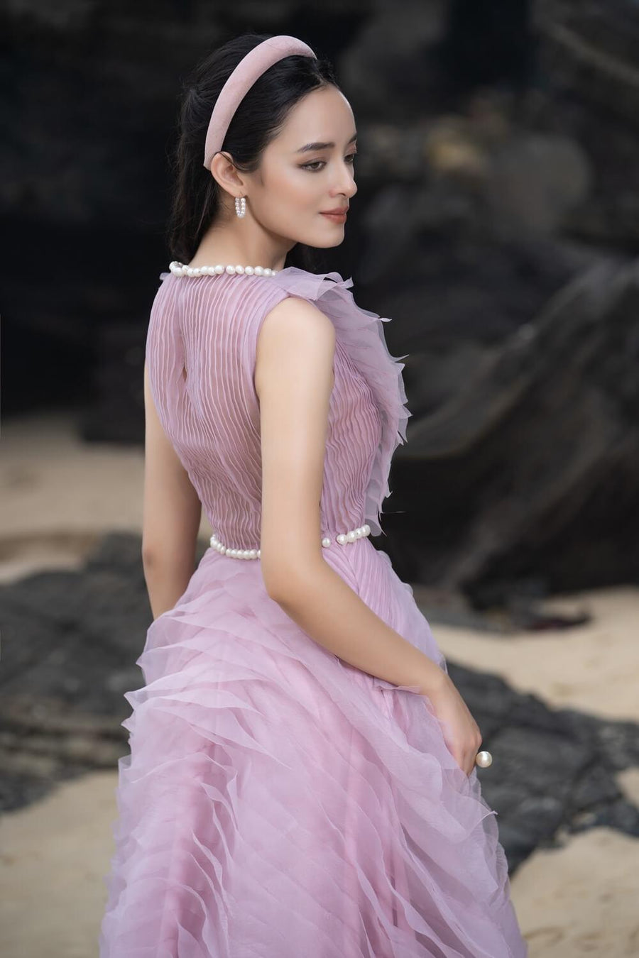 Miriam A-line Ruffle Layer Organza Maxi Dress 3