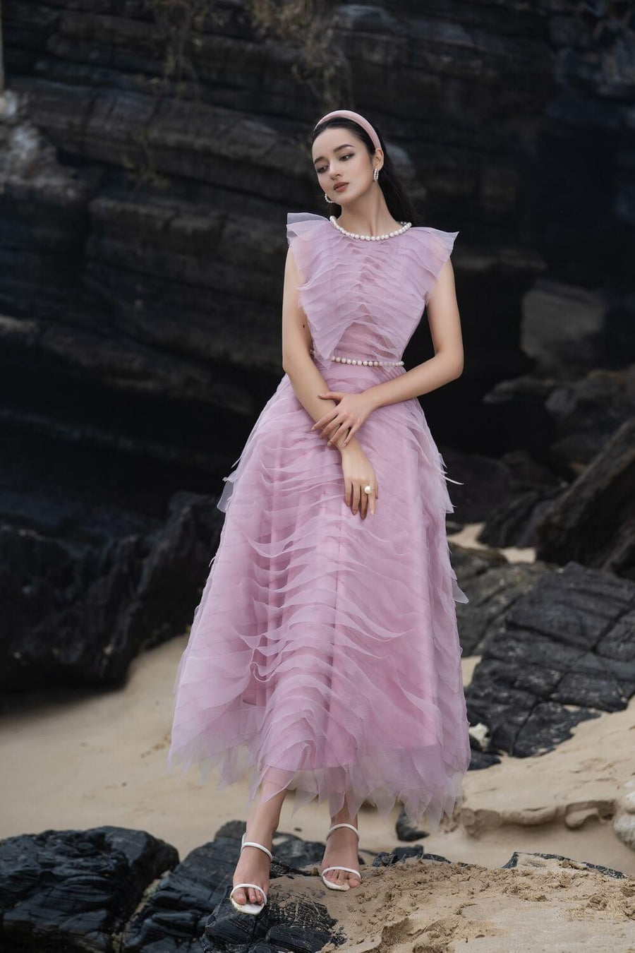 Miriam A-line Ruffle Layer Organza Maxi Dress 5