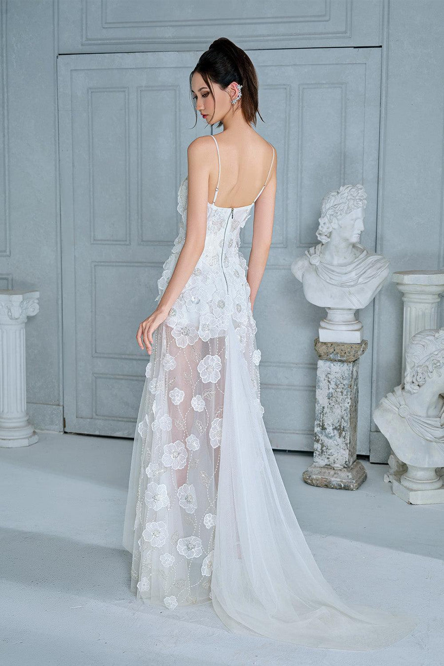 Mirina Mermaid See-Through Mesh Lace Floor Length Dress 4