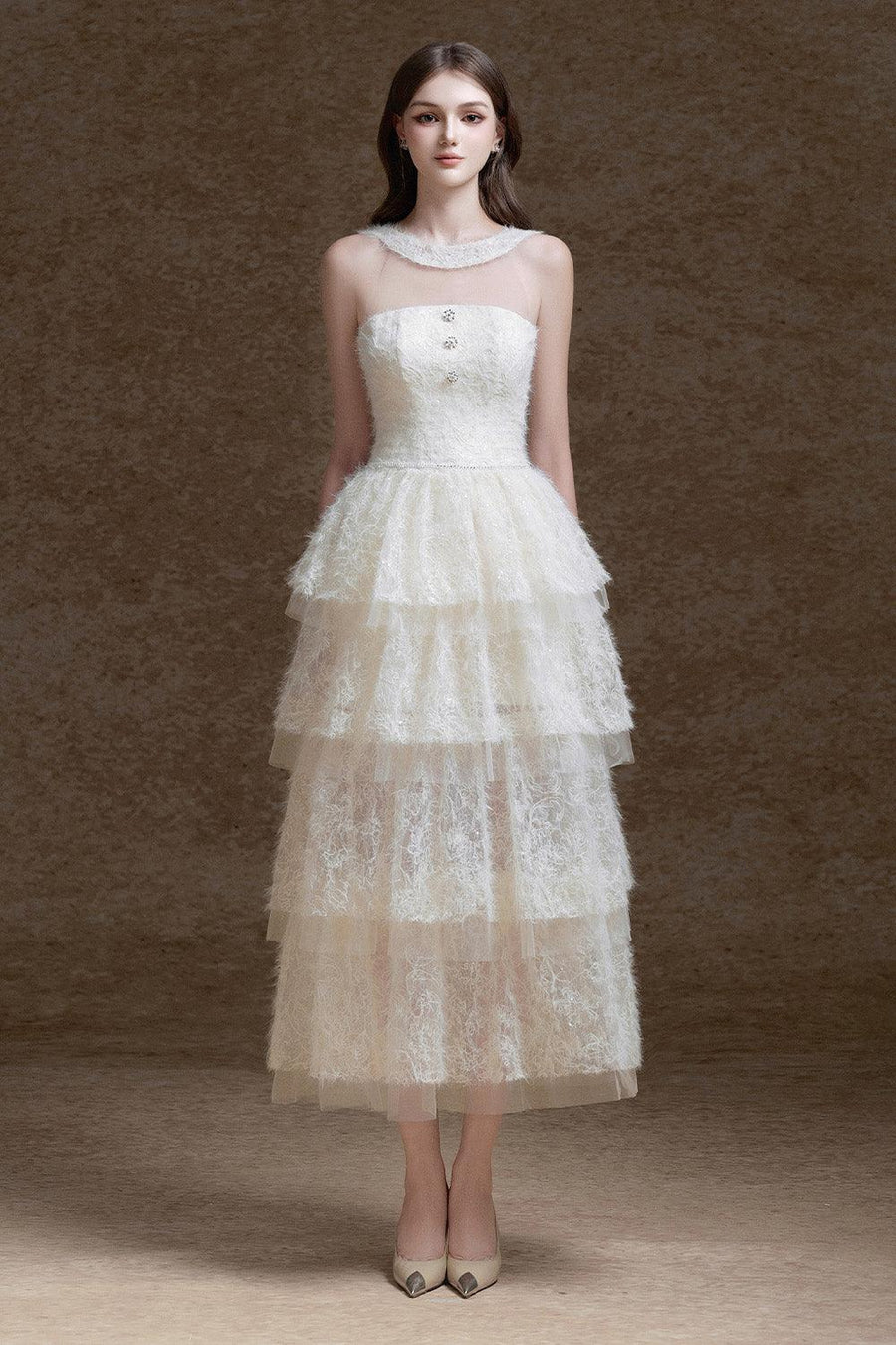 Miyu Layered Sleeveless Lace Midi Dress Midi Dress Delicate