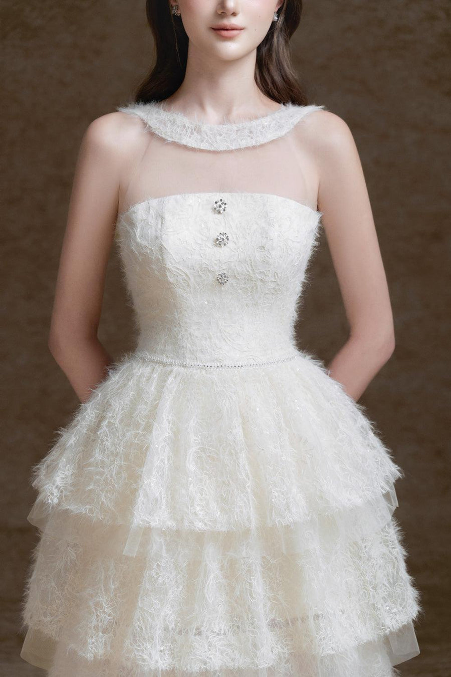 Miyu Layered Sleeveless Lace Midi Dress Midi Dress Delicate