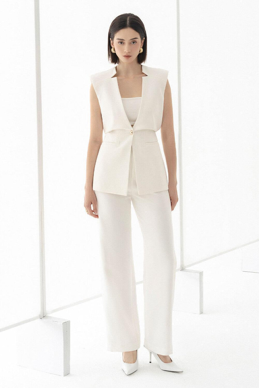 Mola Straight Sleeveless Taffeta Blazer Blazer Eegen Studio