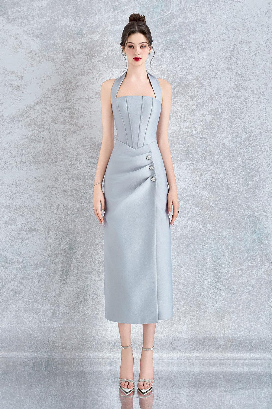 Morpho Halter Corset Taffeta Midi Dress Midi Dress Calista de Minh Thanh