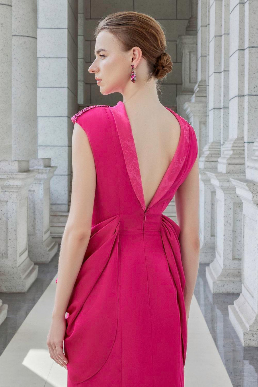 Muse Sheath Cap Sleeved Satin Floor Length Dress Gown Dress I.H.F Atelier