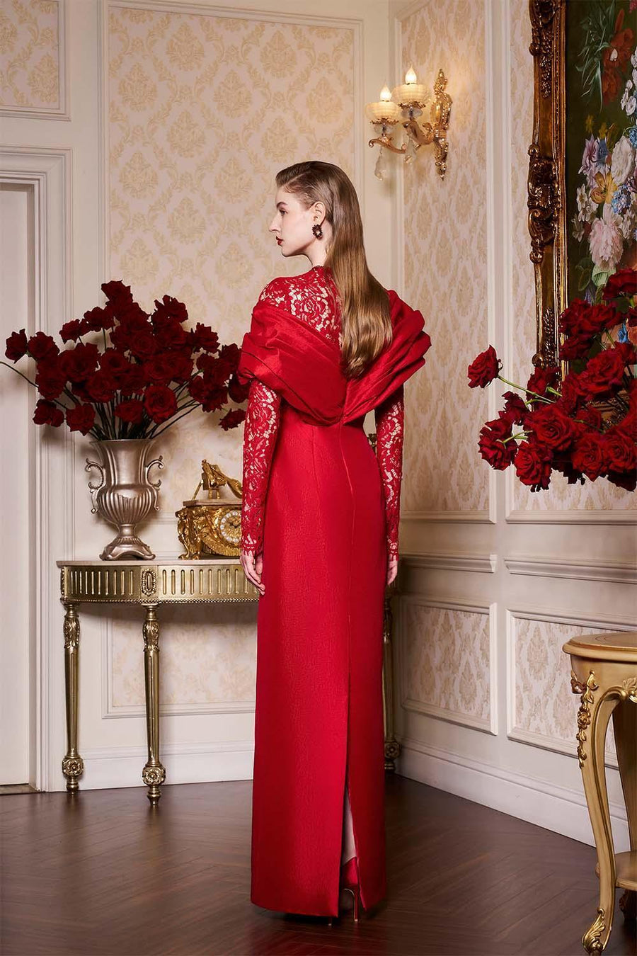 Mya Sheath Draped Taffeta Floor Length Dress Gown Dress I.H.F Atelier