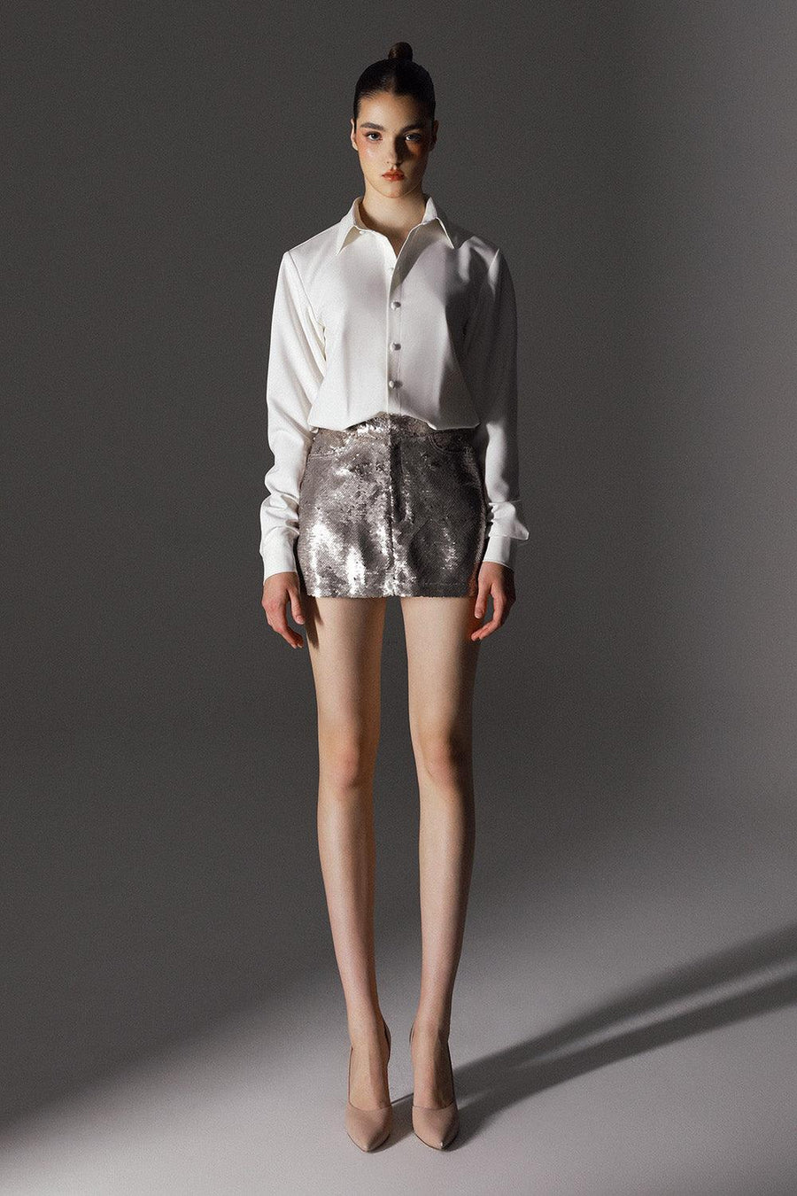 Naivete Straight Sequin Polycotton Mini Dress 1