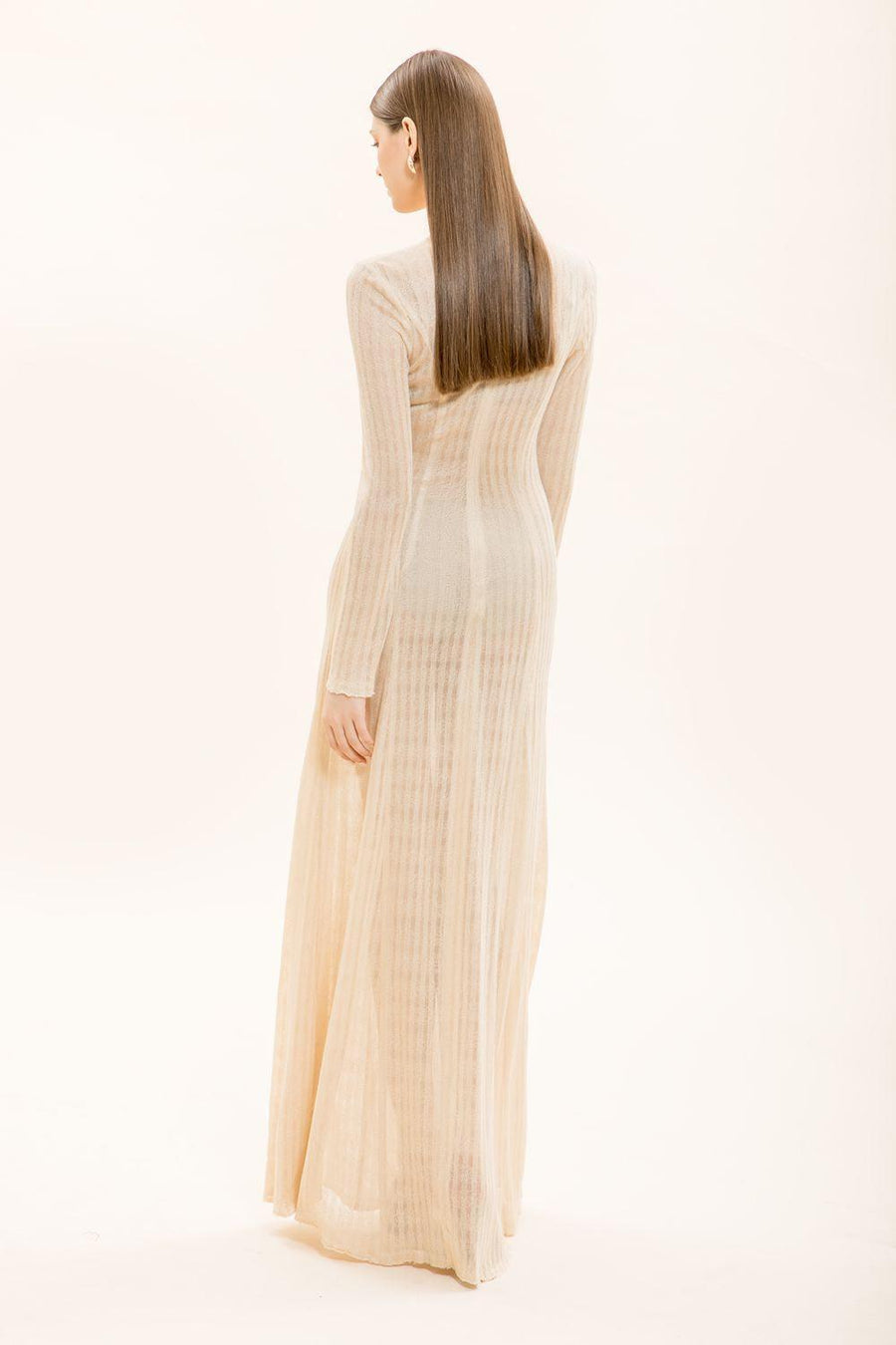 Naomi A-line Long Sleeved Knitted Fabric Floor Length Dress 4