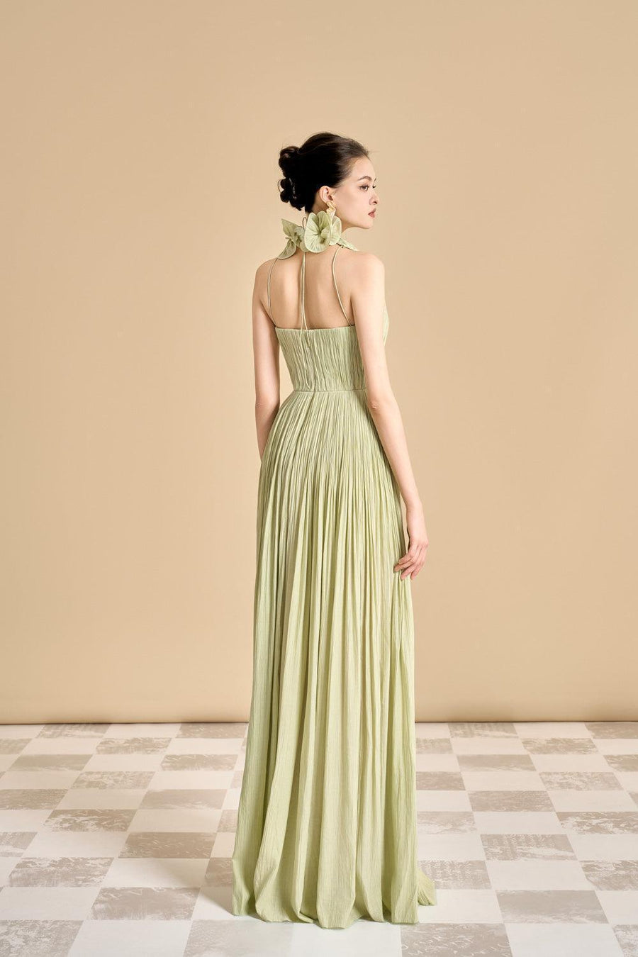 Nasir Gathered Scoop Neck Tencel Floor Length Dress Maxi Dress Maison des Copains