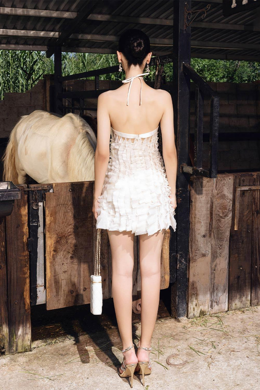 Nata Halter Ruffled Organza Mini Dress 4