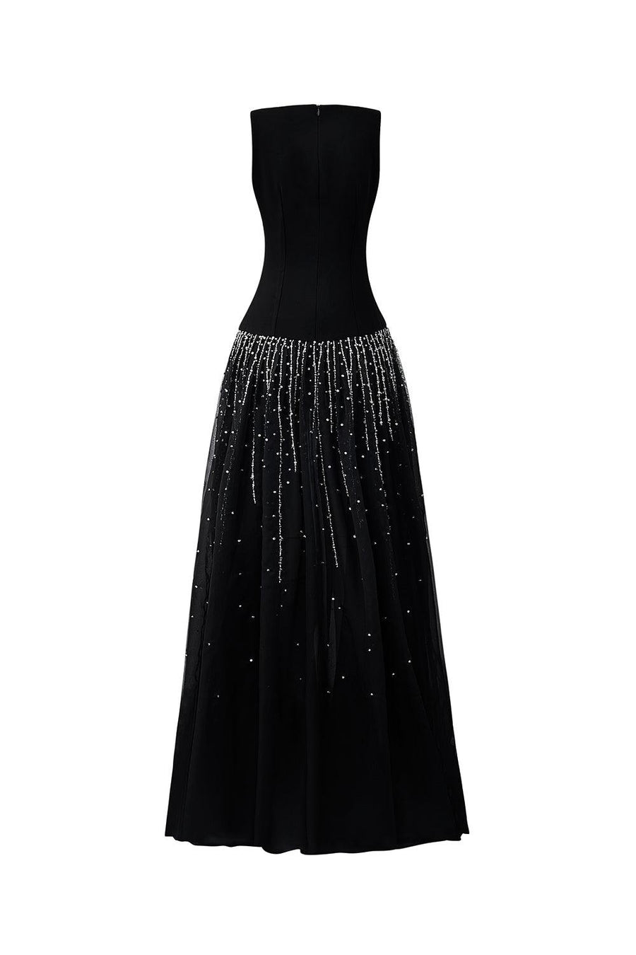 Nataly A-line Boat Neck Organza Crepe Floor Length Dress Maxi Dress CEM