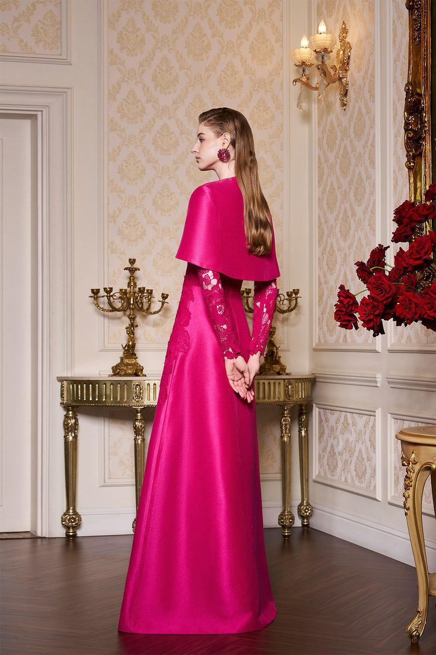 Nevaeh A-line Cape Shoulder Taffeta Floor Length Dress Gown Dress I.H.F Atelier