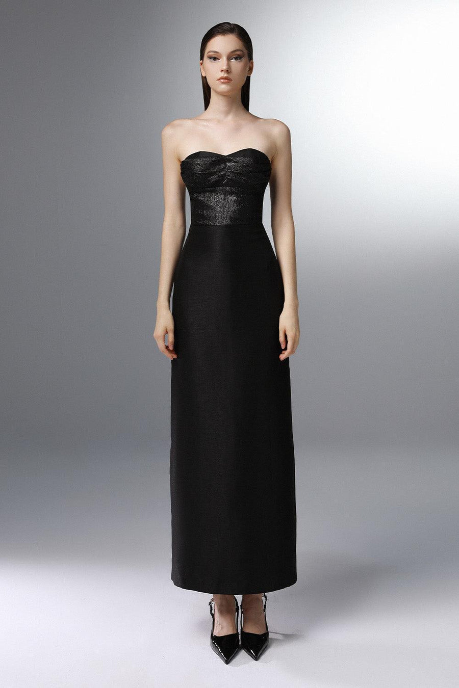 Nocturne Strapless Semi-Heart Neck Polyester Ankle Length Dress 1