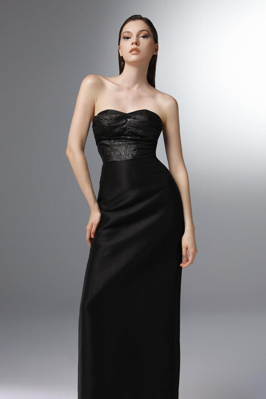 Nocturne Strapless Semi-Heart Neck Polyester Ankle Length Dress 4