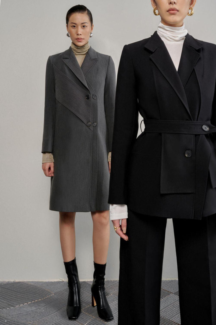 Noemi Straight Notch Lapel Cotton Knee-length Trench Coat Trench Coat Eegen Studio