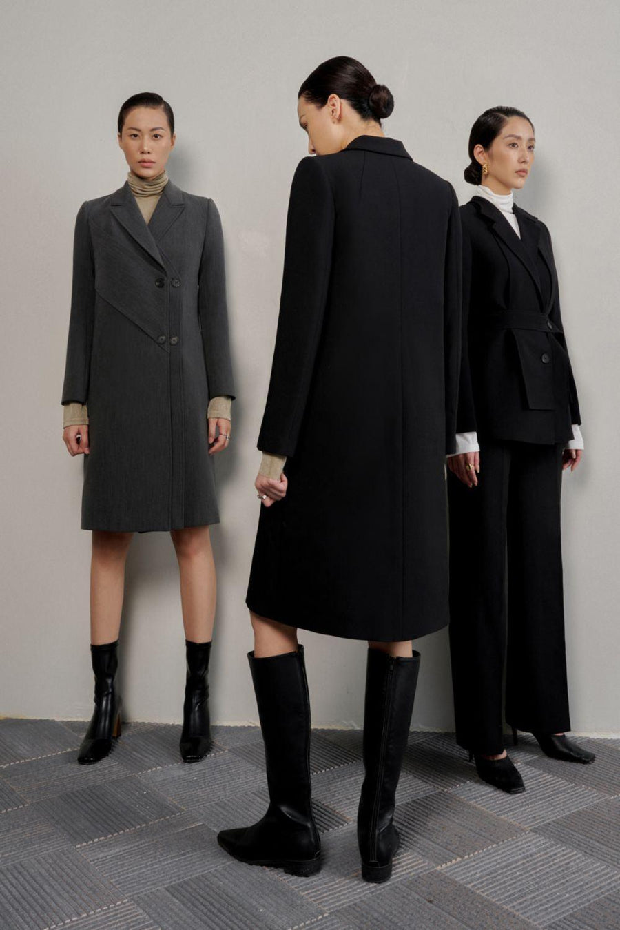 Noemi Straight Notch Lapel Cotton Knee-length Trench Coat Trench Coat Eegen Studio