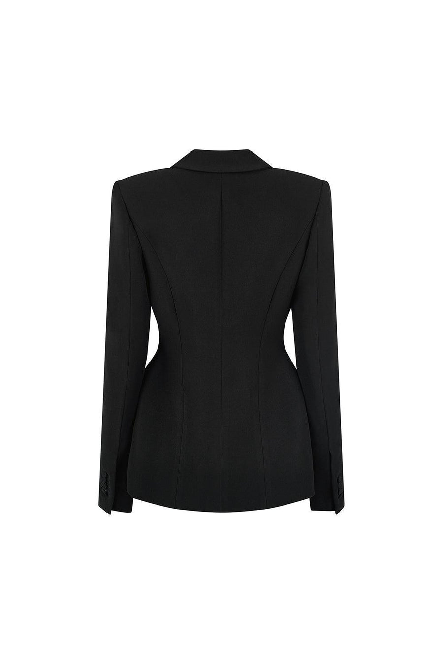 Noir A-line Long Sleeved Poly Silk Blazer 3