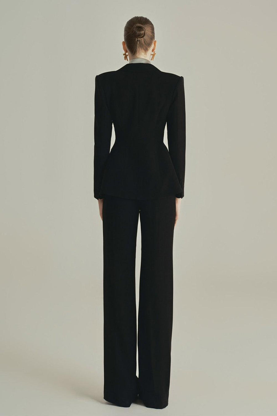 Noir A-line Long Sleeved Poly Silk Blazer 4