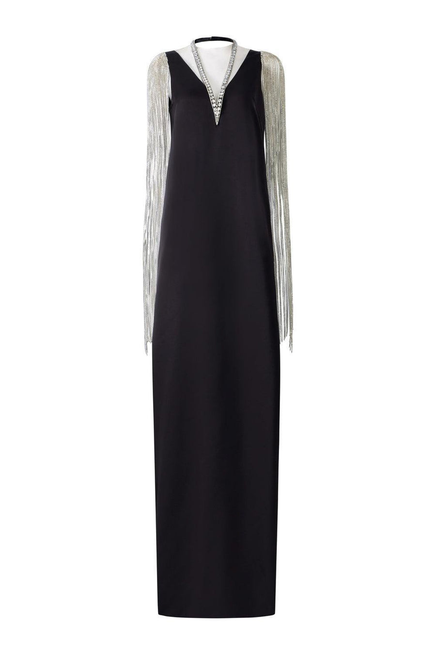Nomad Straight V-Neck Silk Floor Length Dress 1