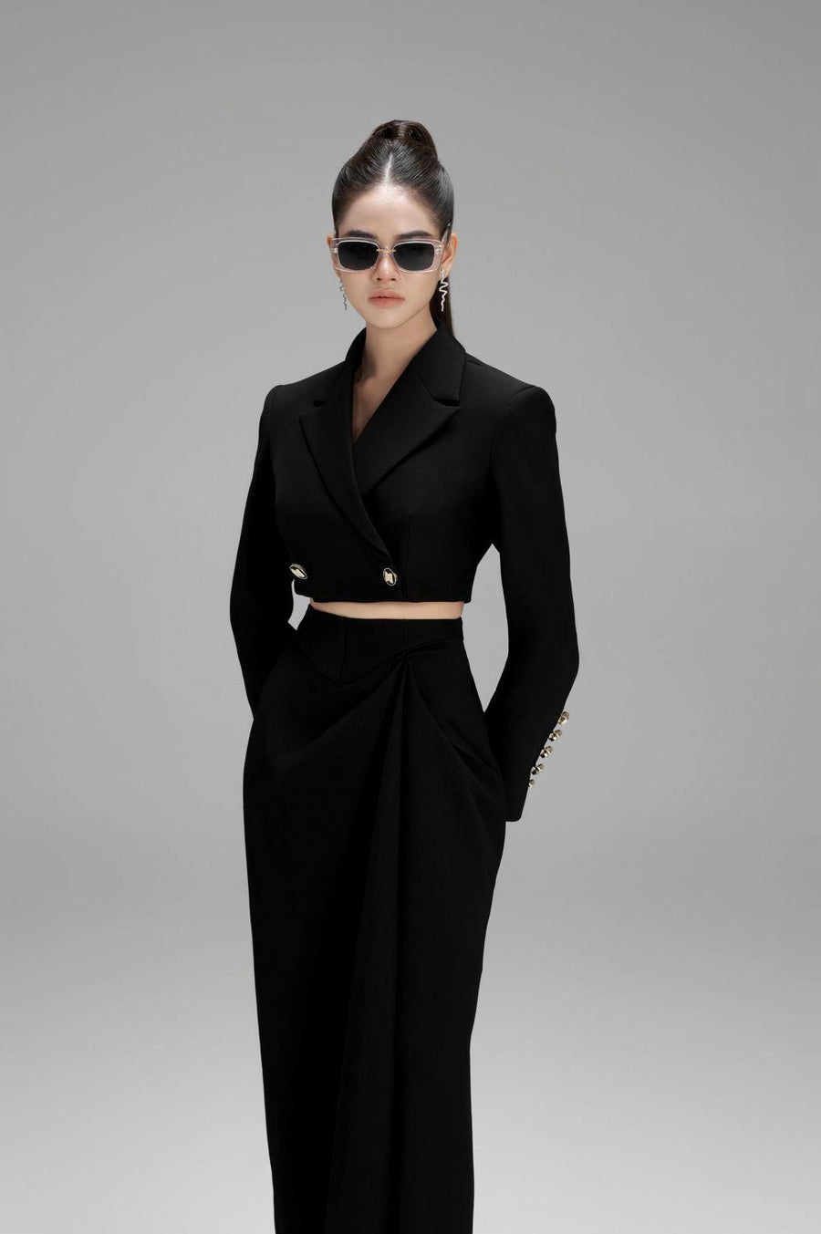 Nova Cropped Peak Lapel Polycotton Jacket Jacket Cordia