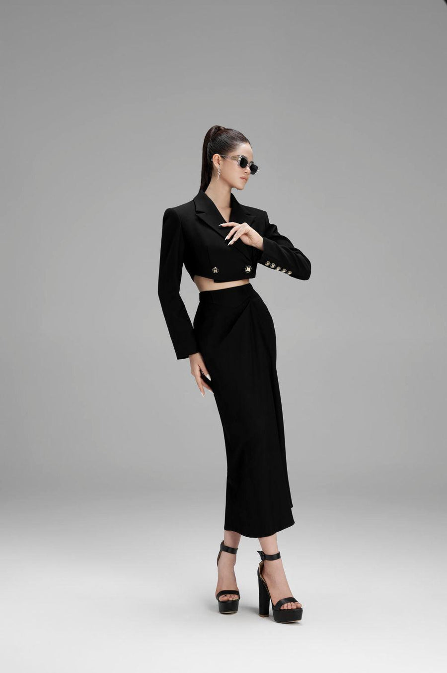 Nova Cropped Peak Lapel Polycotton Jacket Jacket Cordia