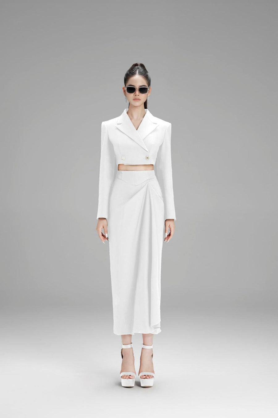 Nova Pencil High Waist Polycotton Midi Skirt White Skirt Cordia