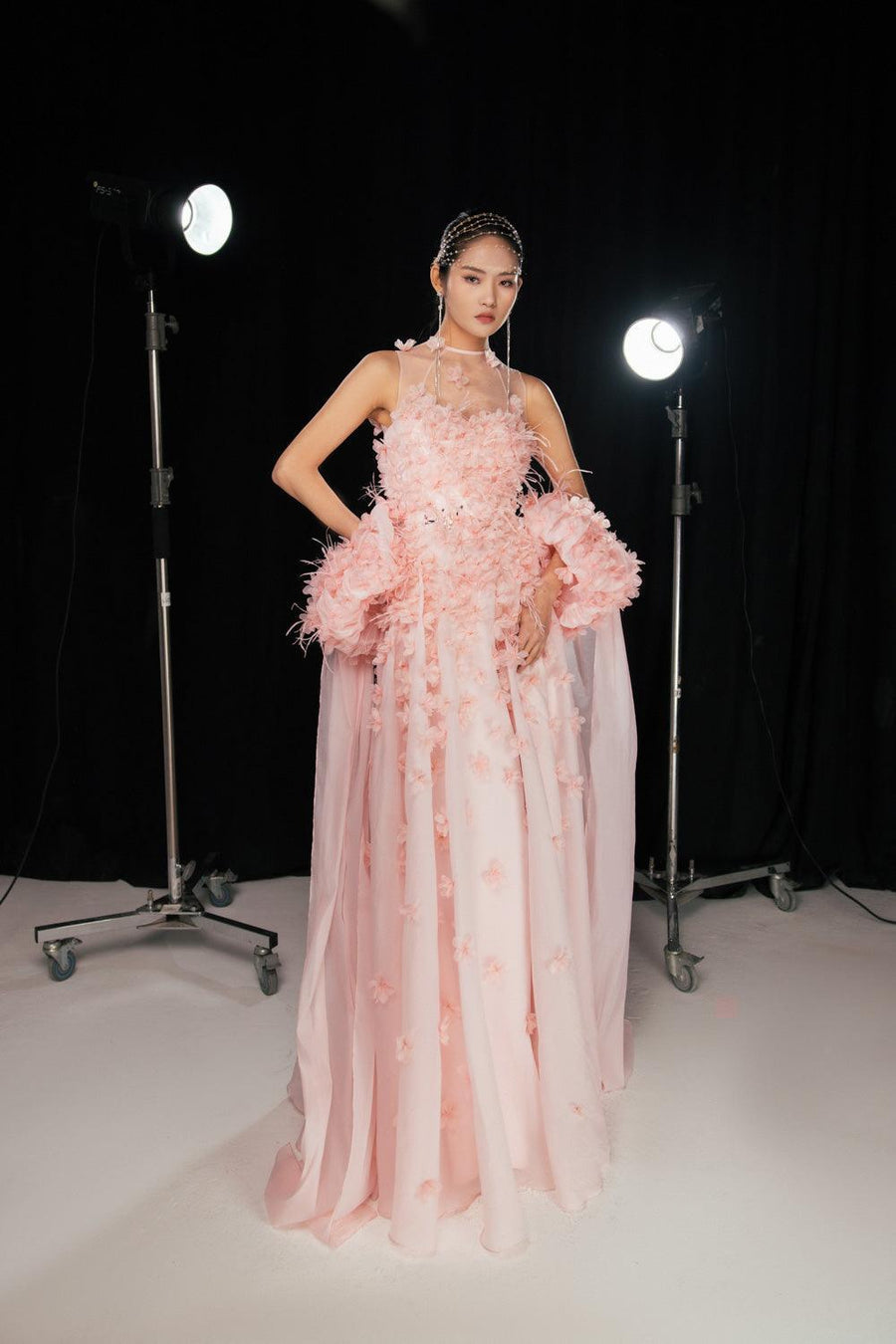 Novak Ball Gown Flower Applique Silk Organza Floor Length Dress 6