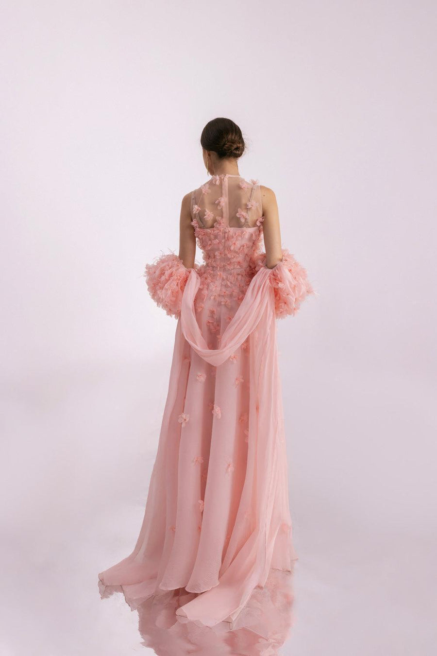 Novak Ball Gown Flower Applique Silk Organza Floor Length Dress 8