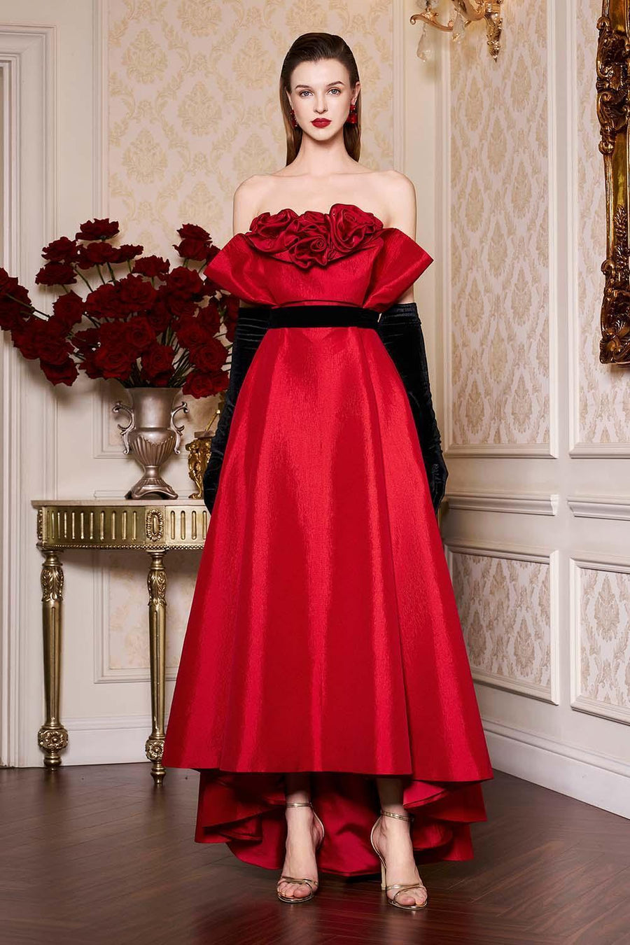 Novalee A-line Draped Taffeta High-low Dress Gown Dress I.H.F Atelier