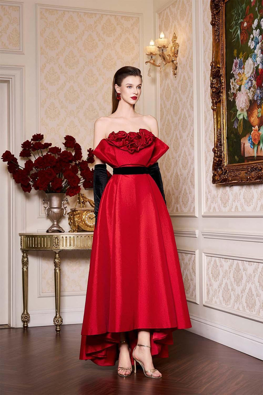 Novalee A-line Draped Taffeta High-low Dress Gown Dress I.H.F Atelier