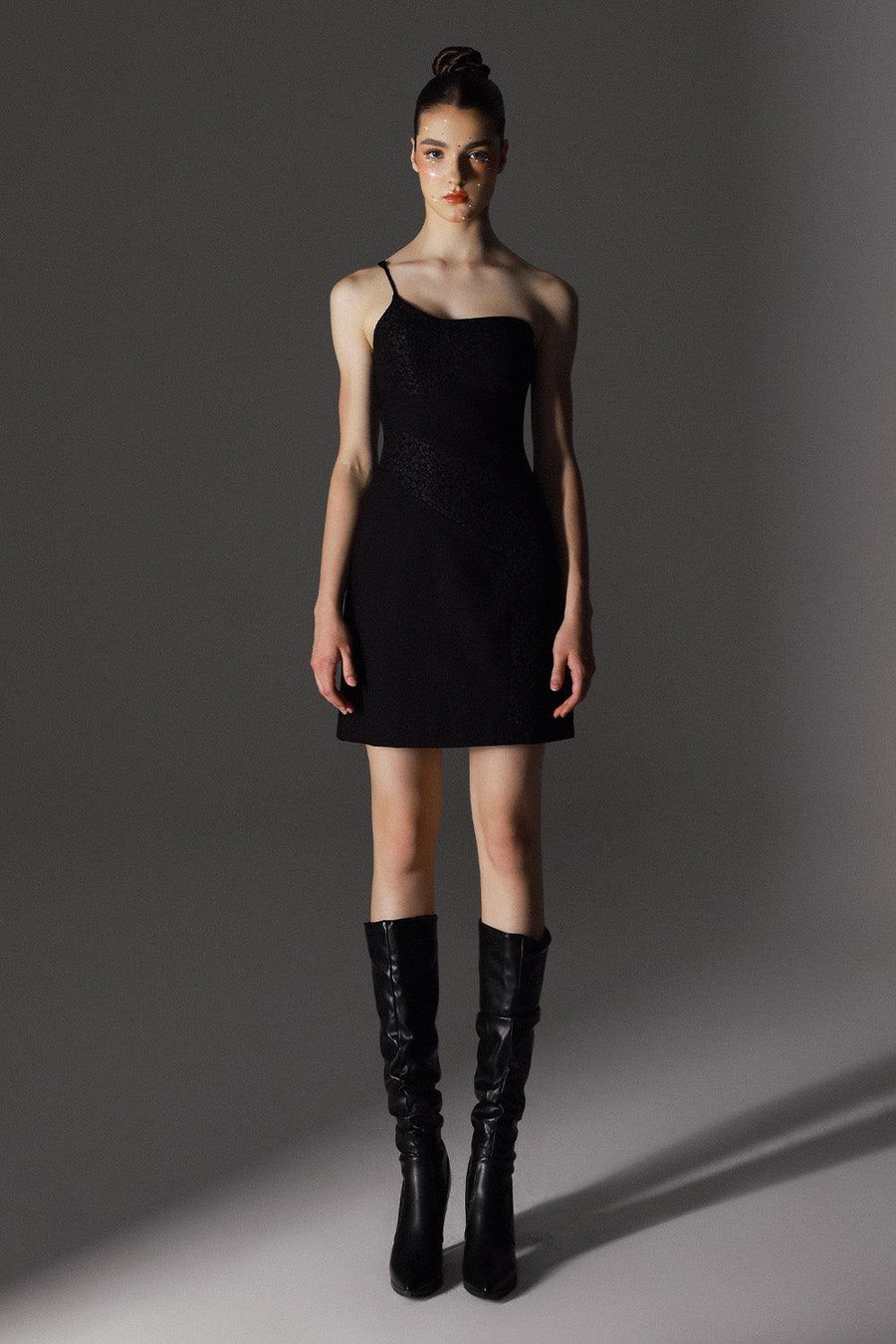 Novelette A-line Sleeveless Brocade Mini Dress 1