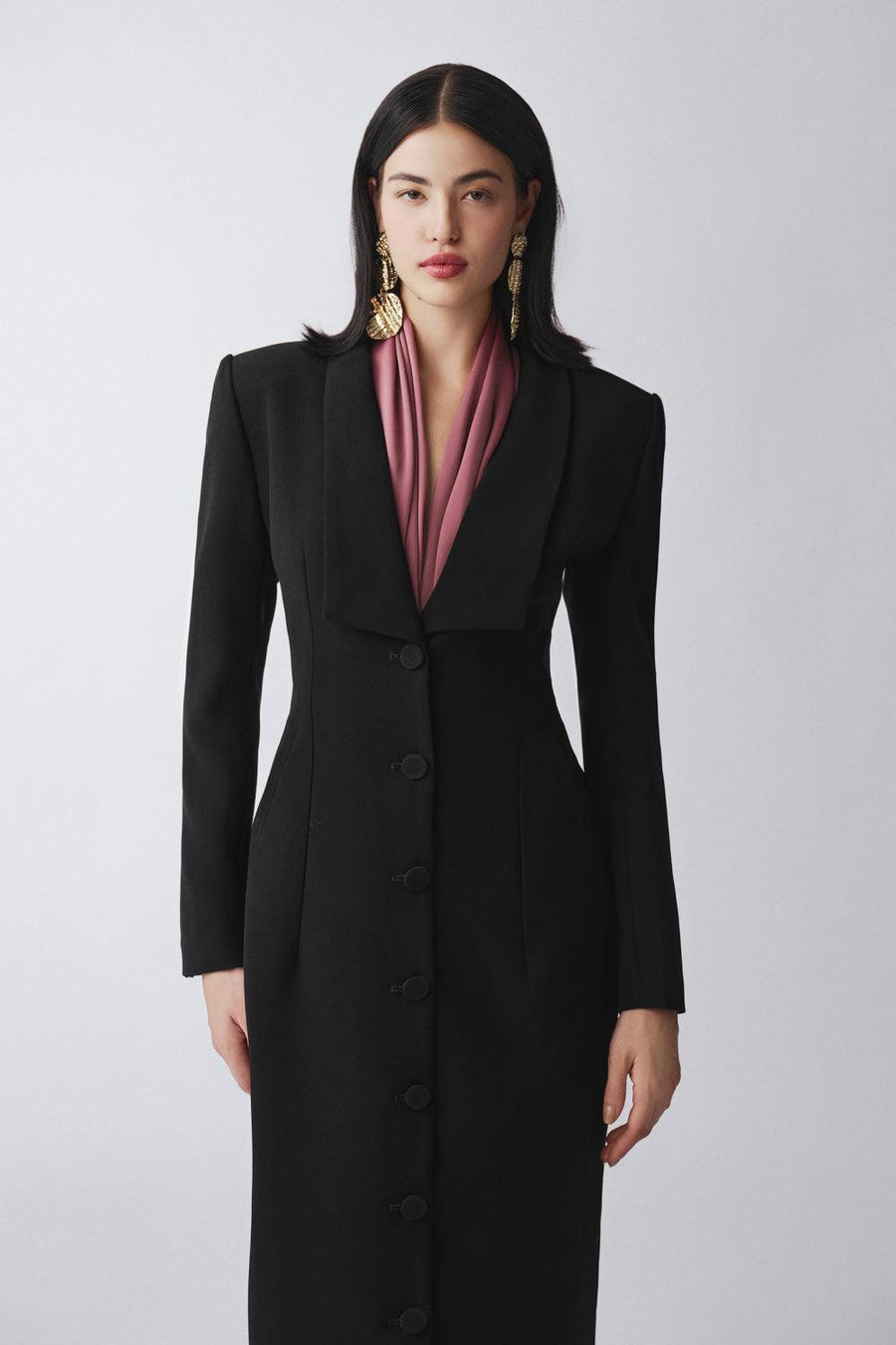 Numinous Shirt Square Shoulder Poly Silk Ankle Length Dress 2