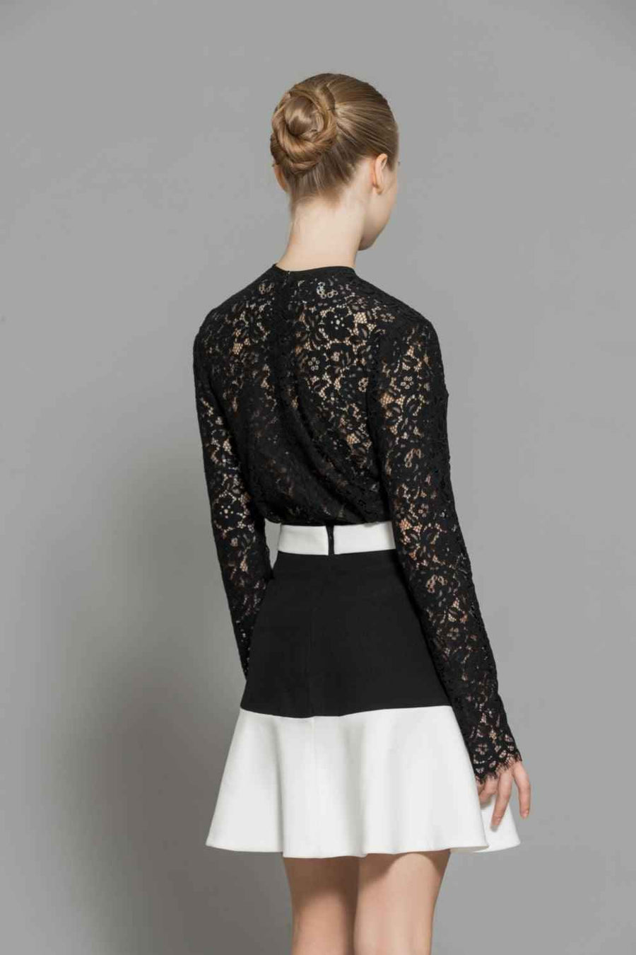 Nyomi Drop Waist Front Zipper Wool Mini Skirt