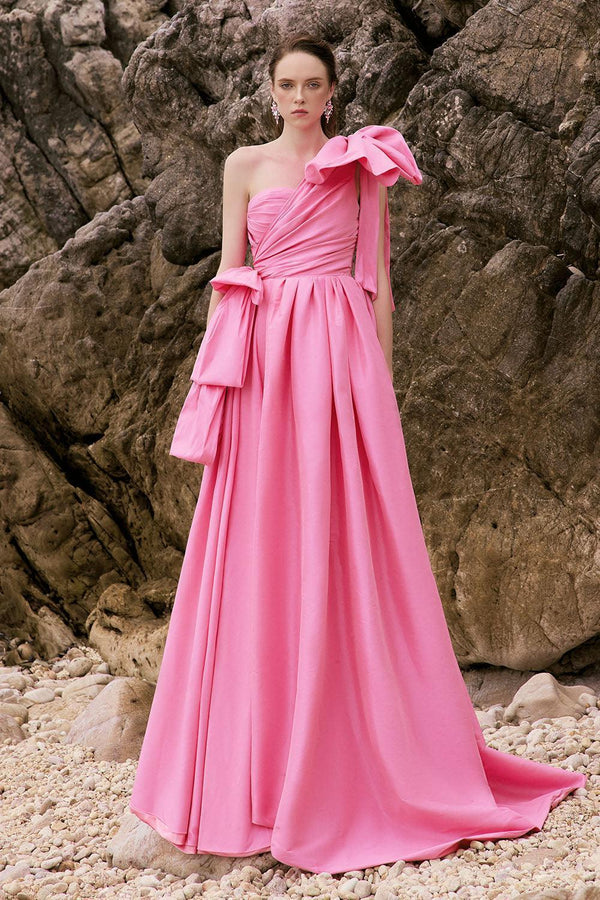 Olivia A-line Bow Tie Taffeta Floor Length Dress