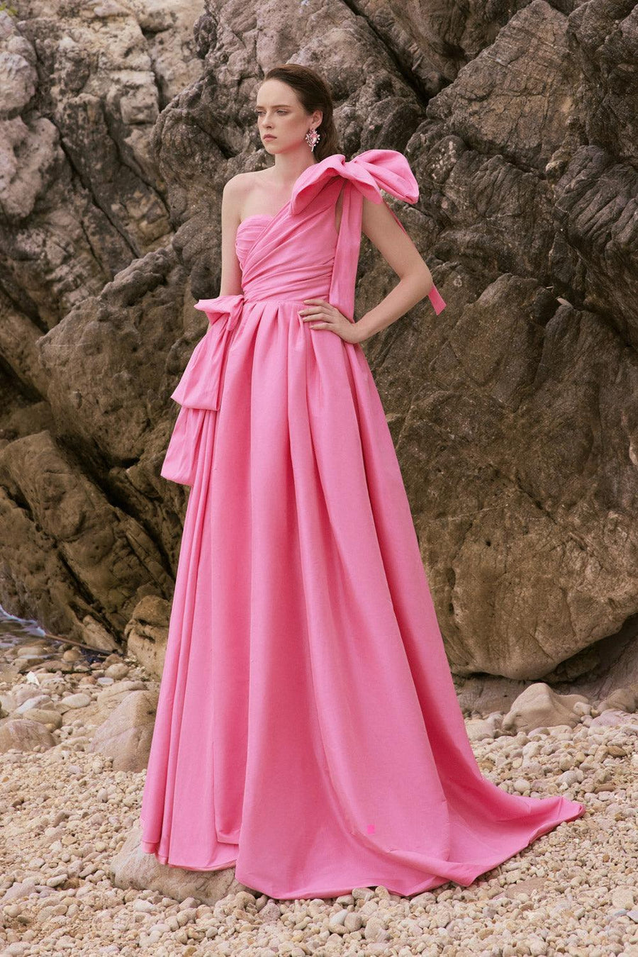 Olivia A-line Bow Tie Taffeta Floor Length Dress Gown Dress 21Six