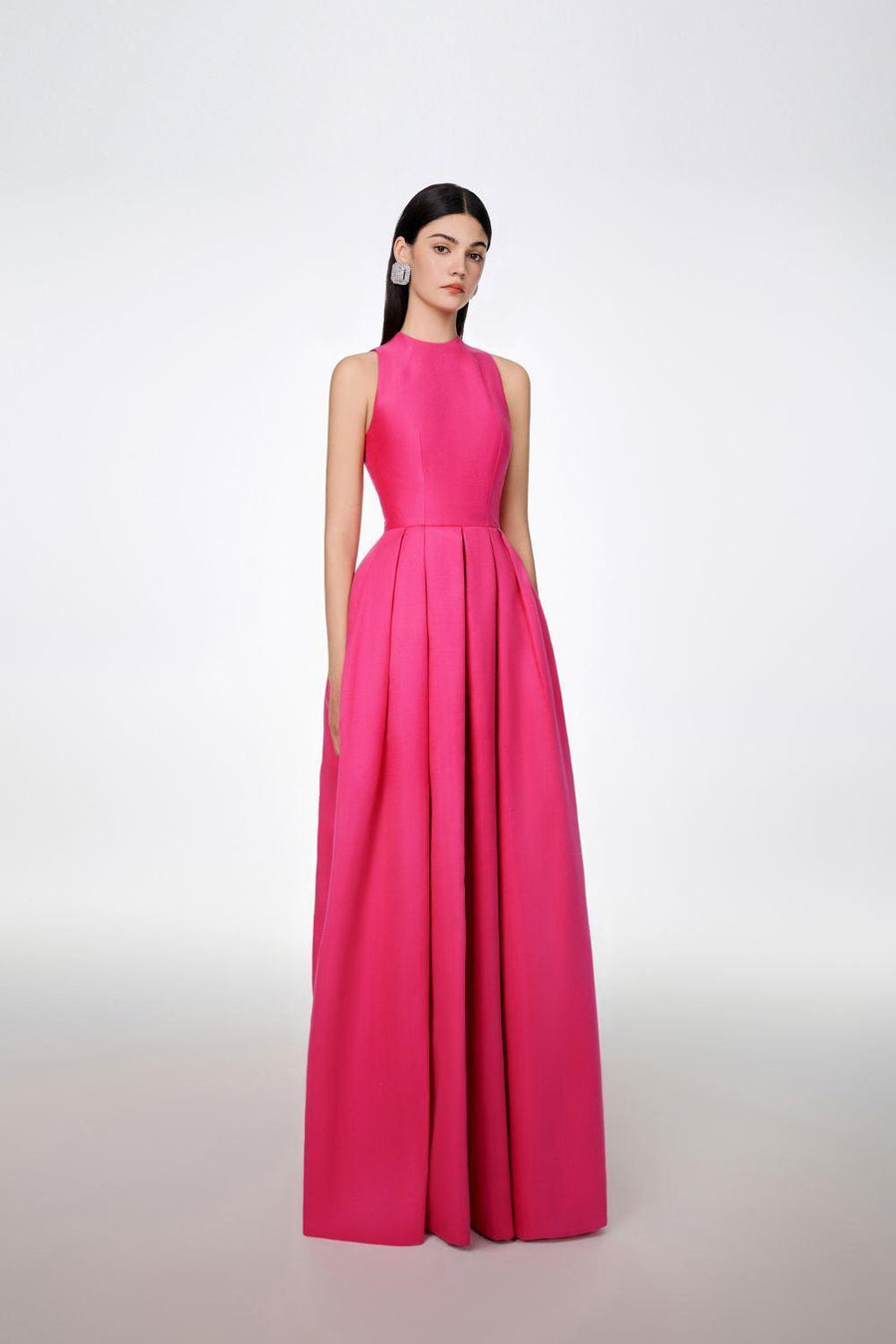 Olivia Ball Gown Round Neck Taffeta Maxi Dress 11