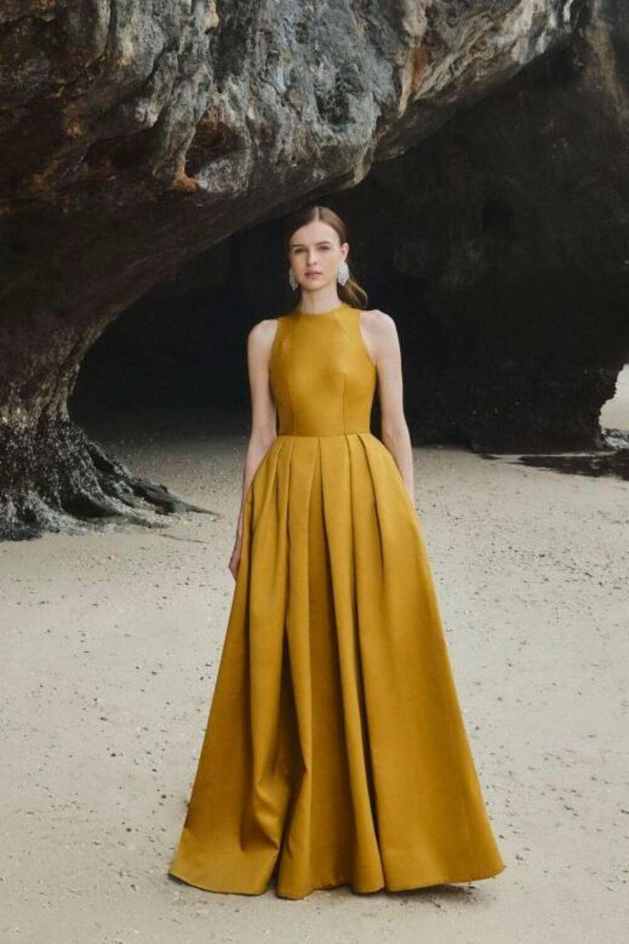 Olivia Ball Gown Round Neck Taffeta Maxi Dress 12
