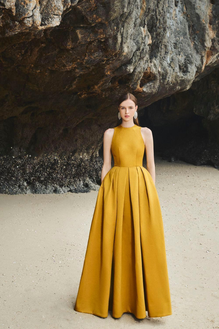 Olivia Ball Gown Round Neck Taffeta Maxi Dress 13