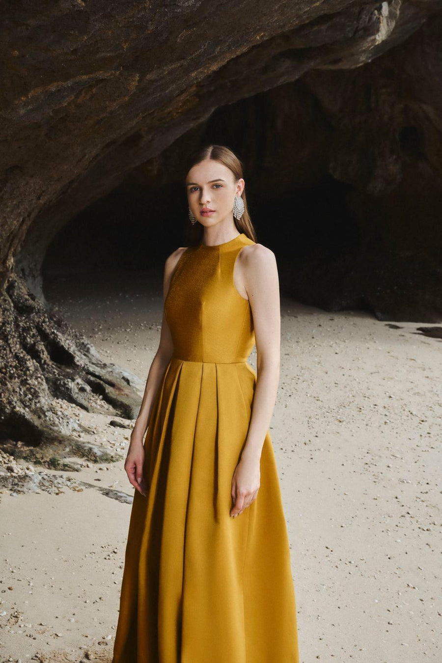 Olivia Ball Gown Round Neck Taffeta Maxi Dress 14