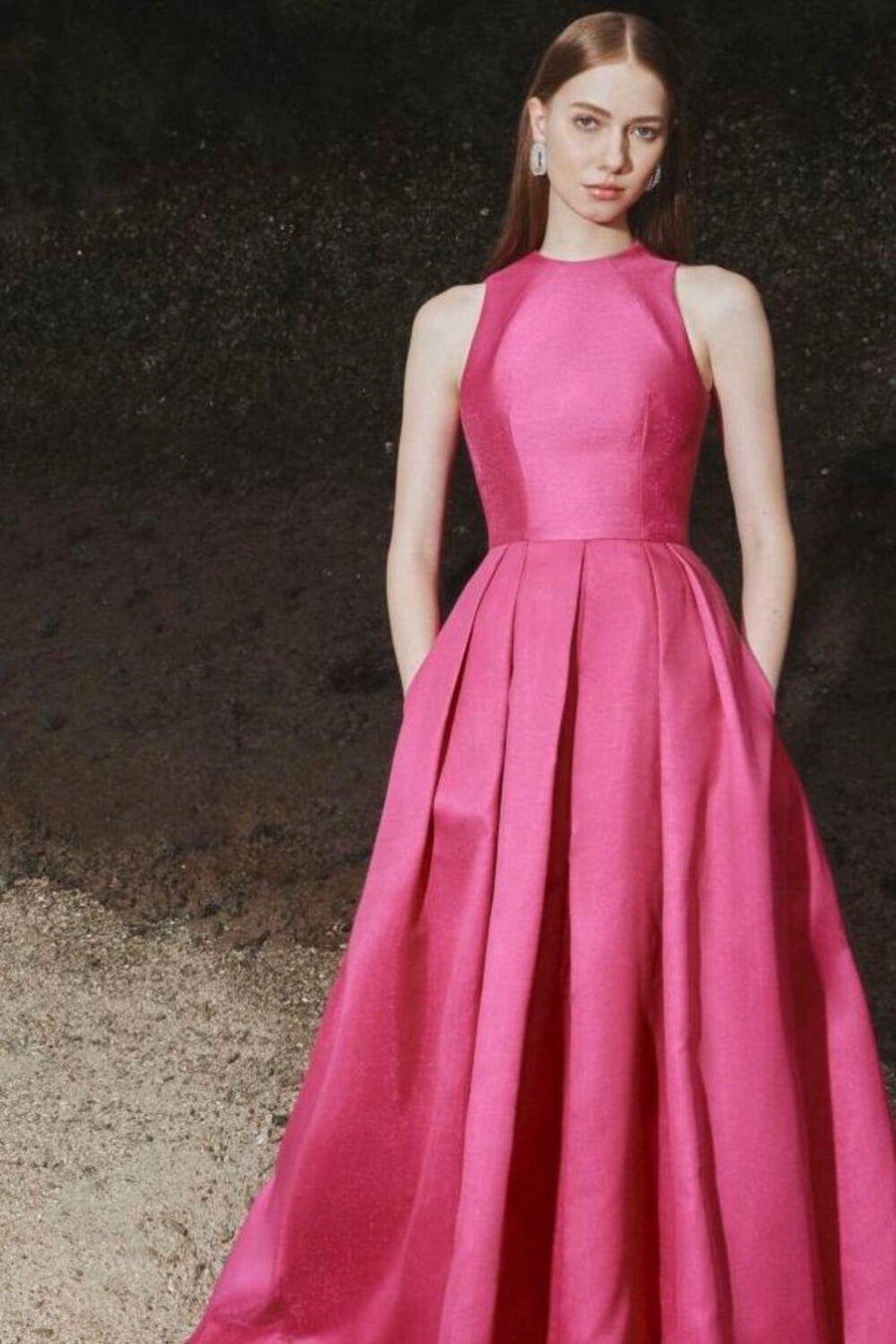 Olivia Ball Gown Round Neck Taffeta Maxi Dress 2