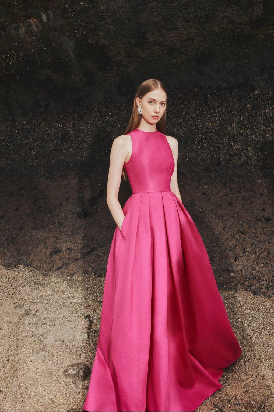 Olivia Ball Gown Round Neck Taffeta Maxi Dress 3