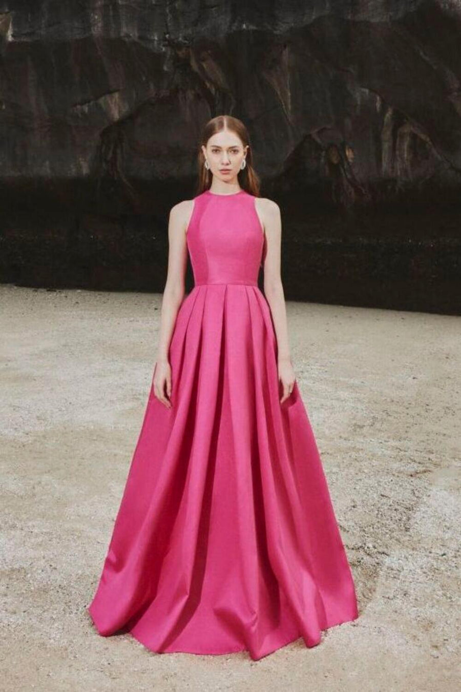 Olivia Ball Gown Round Neck Taffeta Maxi Dress 4