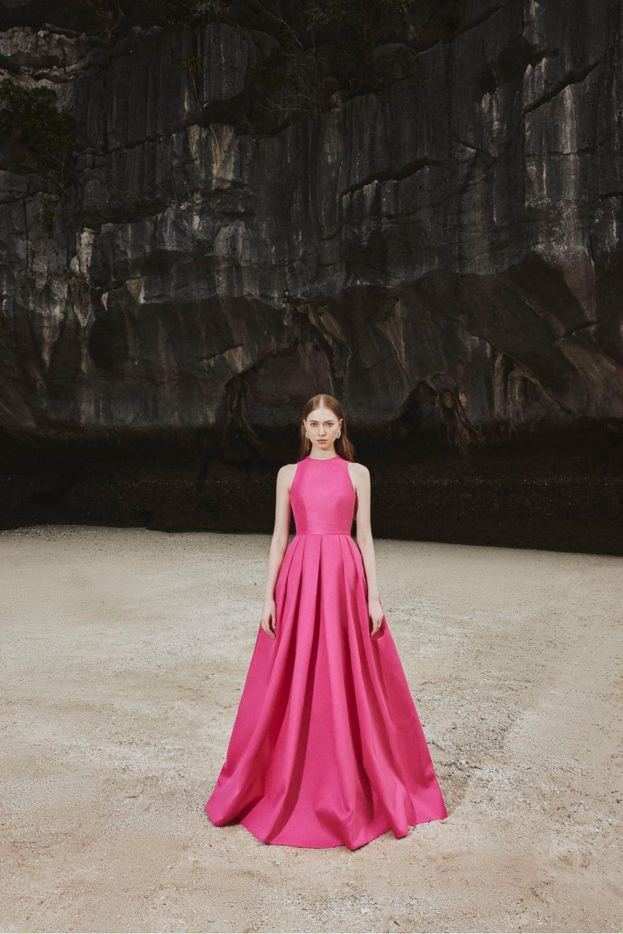 Olivia Ball Gown Round Neck Taffeta Maxi Dress 5