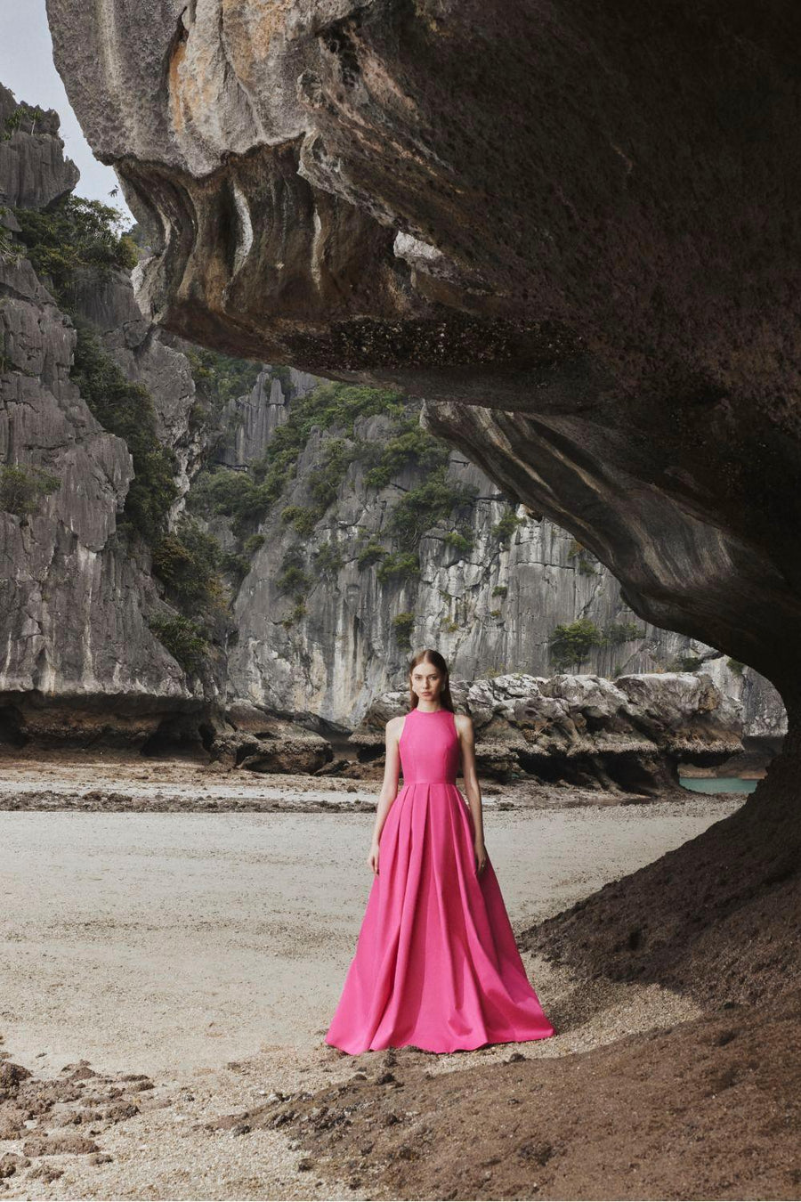Olivia Ball Gown Round Neck Taffeta Maxi Dress 7