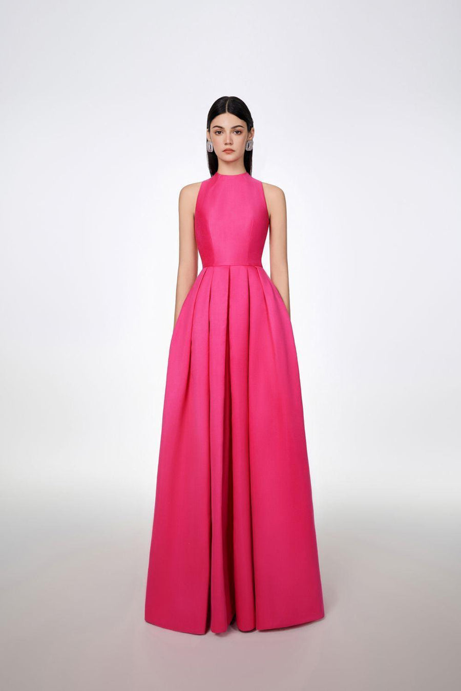 Olivia Ball Gown Round Neck Taffeta Maxi Dress 8