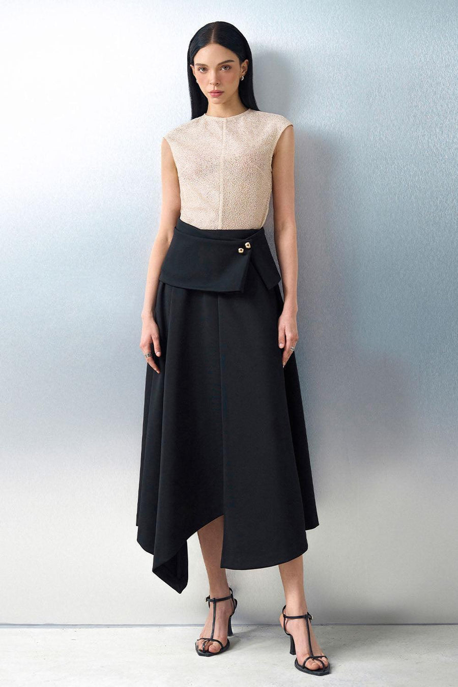 Opal Asymmetric High Waist Spandex Midi Skirt Skirt Eegen Studio